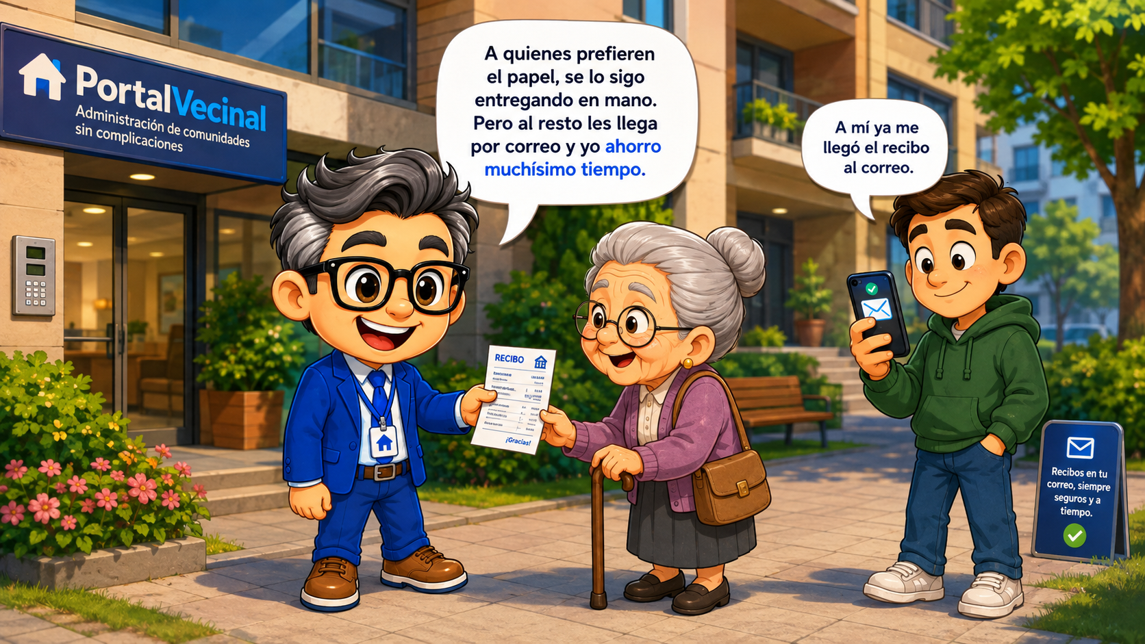 Escena 2: recibos en papel y email