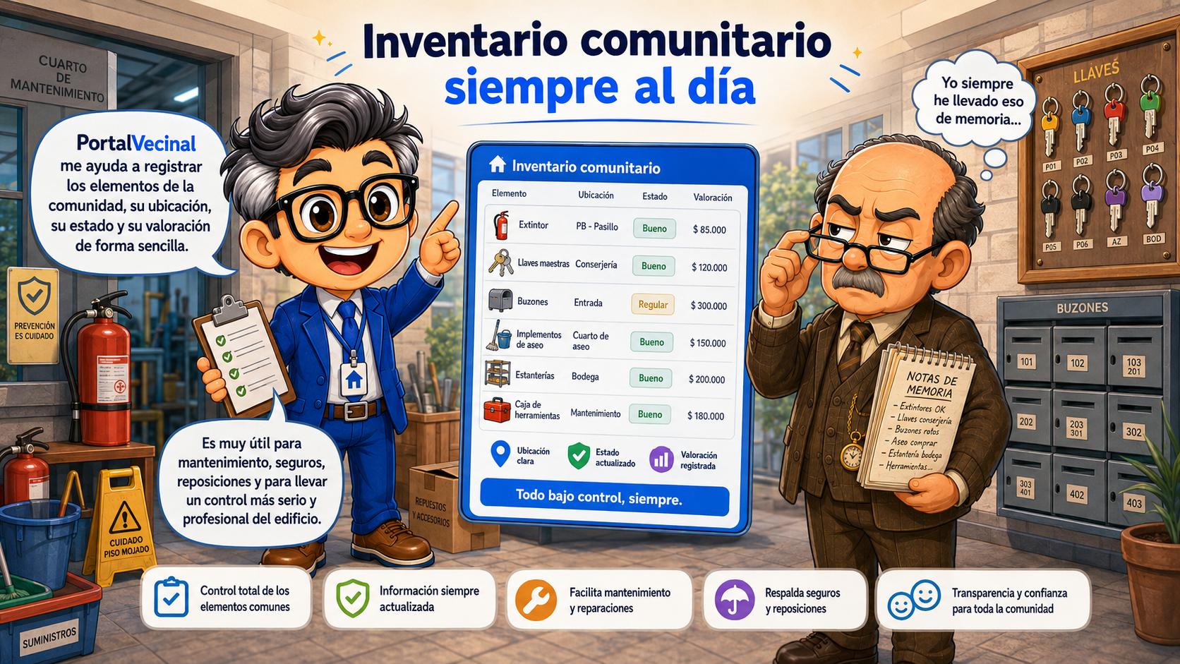 Inventario de elementos comunes de una comunidad o condominio